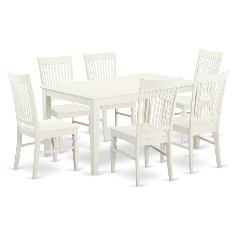 Pemberly Row 7-Piece Rubberwood Dining Set with Linen White Finish