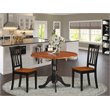 Pemberly Row 3-Piece Wood Dining Set in Black and Cherry