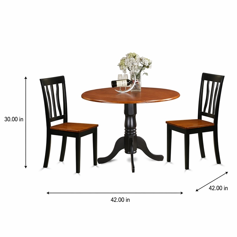 Pemberly Row 3-Piece Wood Dining Set in Black and Cherry