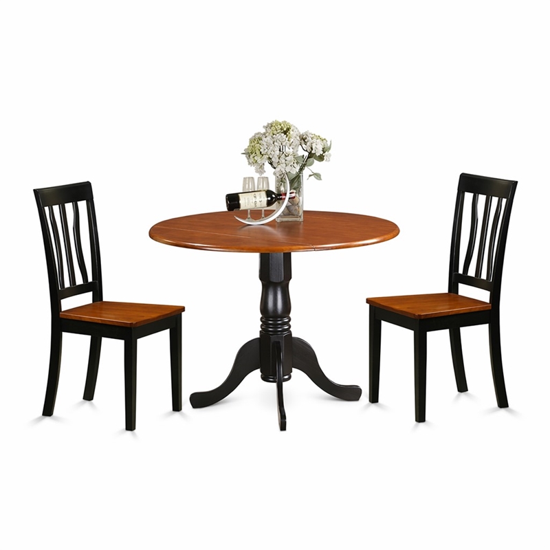 Pemberly Row 3-Piece Wood Dining Set in Black and Cherry