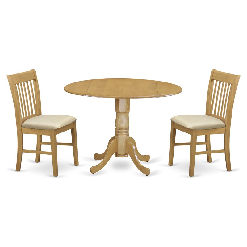 Pemberly Row Traditional 3-Piece Oak Wood Dining Set