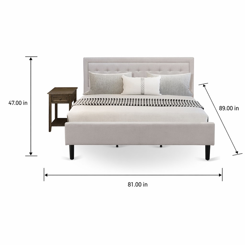 Pemberly Row 2-Piece King Platform Bedroom Set in Mist Beige Fabric