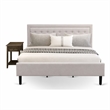 Pemberly Row 2-Piece King Platform Bedroom Set in Mist Beige Fabric