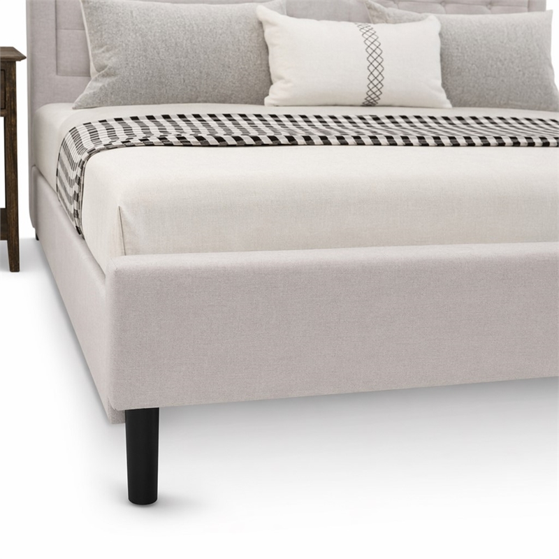 Pemberly Row 2-Piece King Platform Bedroom Set in Mist Beige Fabric