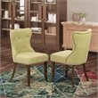 Pemberly Row Set of 2 Button Tufted Dining Chairs with Jacobean Finish