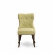 Pemberly Row Set of 2 Button Tufted Dining Chairs with Jacobean Finish