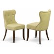 Pemberly Row Set of 2 Button Tufted Dining Chairs with Jacobean Finish
