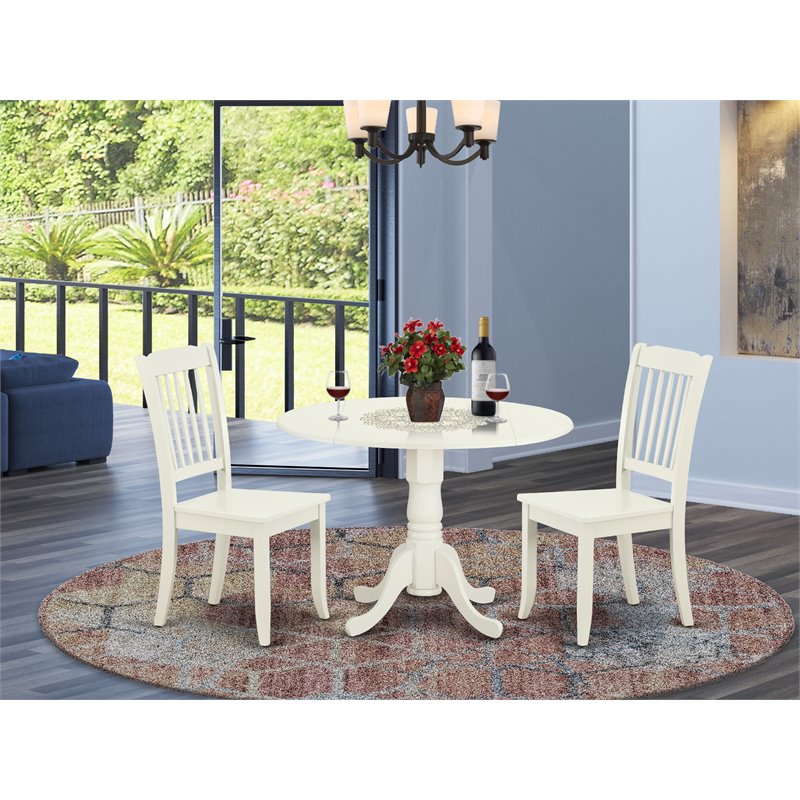 Pemberly Row 3-Piece Traditional Wood Dining Set in Linen White