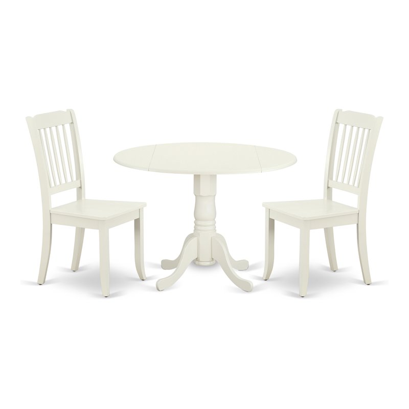Pemberly Row 3-Piece Traditional Wood Dining Set in Linen White