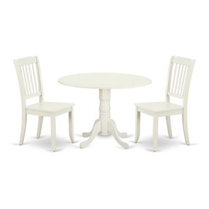 Pemberly Row 3-Piece Traditional Wood Dining Set in Linen White