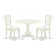Pemberly Row 3-Piece Traditional Wood Dining Set in Linen White
