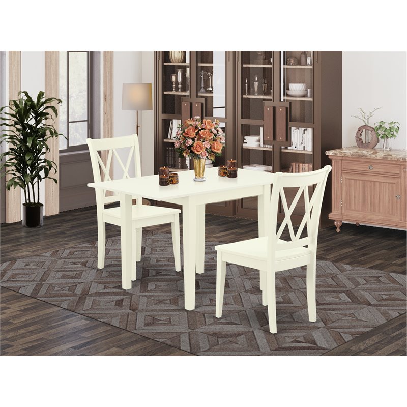Pemberly Row 3-Piece Wood Dining Table Set in Linen White Finish