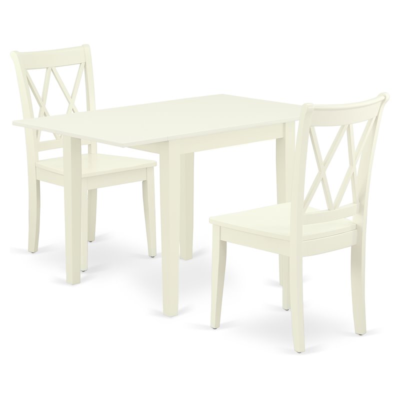 Pemberly Row 3-Piece Wood Dining Table Set in Linen White Finish