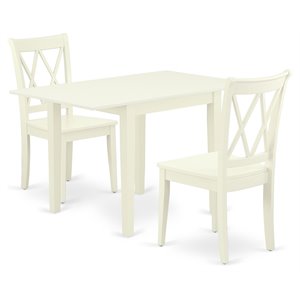 Pemberly Row 3-Piece Wood Dining Table Set in Linen White Finish
