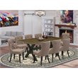 Pemberly Row X-Style 9-Piece Wood Dining Set in Black and Coffee