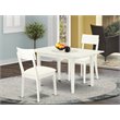 Pemberly Row Norfolk 3-Piece Dining Set with Rubberwood in White