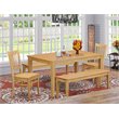 Pemberly Row 5-Piece Rectangle Wood Dining Set in Oak Finish