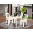 Pemberly Row Oxford 3-Piece Dining Set with Linen Fabric Seats in White