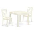 Pemberly Row Oxford 3-Piece Dining Set with Linen Fabric Seats in White