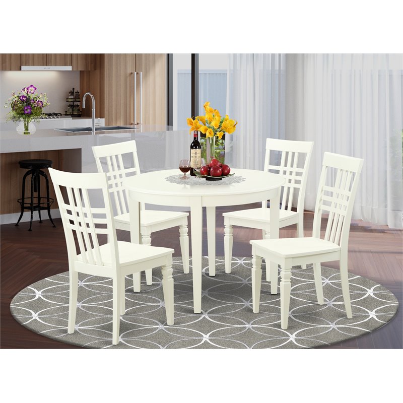 Pemberly Row 5-Piece Wood Dining Table and Chair Set in Linen White
