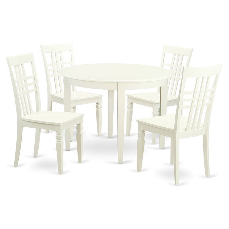Pemberly Row 5-Piece Wood Dining Table and Chair Set in Linen White