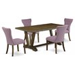 Pemberly Row V-Style 5-Piece Wood Dining Table Set in Brown Jacobean