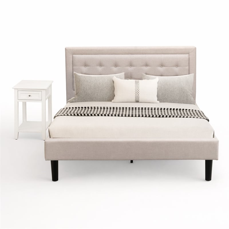 Pemberly Row 2-Piece Wood Fannin Queen Bedroom Set in Mist Beige
