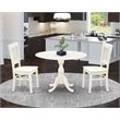 Pemberly Row 3-Piece Dining Set with Slatted Back Chairs in Linen White
