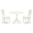 Pemberly Row 3-Piece Dining Set with Slatted Back Chairs in Linen White