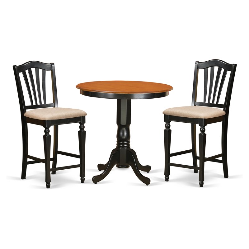 Pemberly Row 3-Piece Wood Dining Set in Black and Cherry