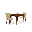 Pemberly Row 3-Piece Dining Table Set in Antique Walnut with Brown Chairs