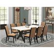 Pemberly Row X-Style 9-Piece Wood Kitchen Set in Black and Beige