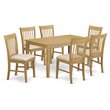 Pemberly Row 7-Piece Oak Wood Dining Set with Slat Back Chairs