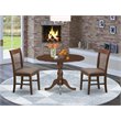 Pemberly Row 3-Piece Dining Set with Fabric Chairs in Mahogany Finish