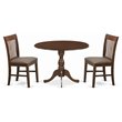 Pemberly Row 3-Piece Dining Set with Fabric Chairs in Mahogany Finish