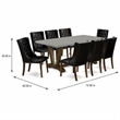 Pemberly Row 9-Piece Button Tufted Dining Set in Cement and Jacobean Finish