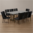 Pemberly Row 9-Piece Button Tufted Dining Set in Cement and Jacobean Finish