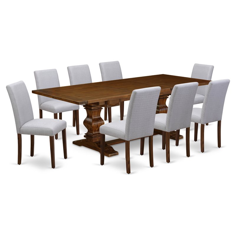 Pemberly Row 9-Piece Dining Set with Extendable Table in Walnut & Light Sable