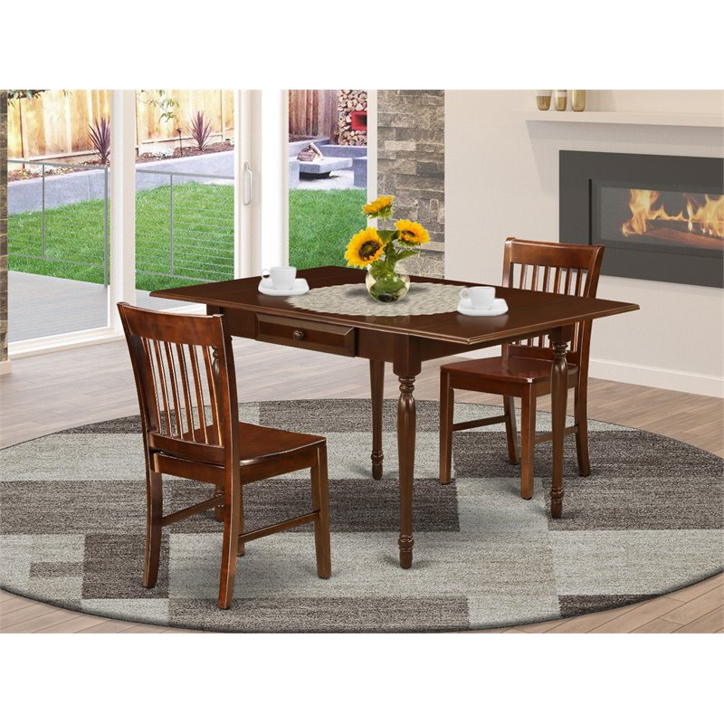 Pemberly Row 3-Piece Mahogany Kitchen Table Set with 2 Chairs