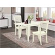 Pemberly Row Norden 3-Piece Dining Set with Slatted Chairs in Linen White