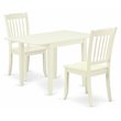 Pemberly Row Norden 3-Piece Dining Set with Slatted Chairs in Linen White