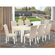 Pemberly Row 9-Piece Mission Style Dining Set in Linen White Finish