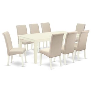 Pemberly Row 9-Piece Mission Style Dining Set in Linen White Finish