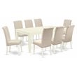 Pemberly Row 9-Piece Mission Style Dining Set in Linen White Finish
