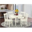 Pemberly Row 5-Piece Round Wood Dining Set in Linen White Finish