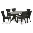 Pemberly Row 7-Piece X-Style Table and Chair Set in Black and Cement Finish