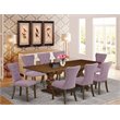 Pemberly Row 9-Piece Dining Set in Walnut and Dahlia Finish