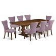 Pemberly Row 9-Piece Dining Set in Walnut and Dahlia Finish
