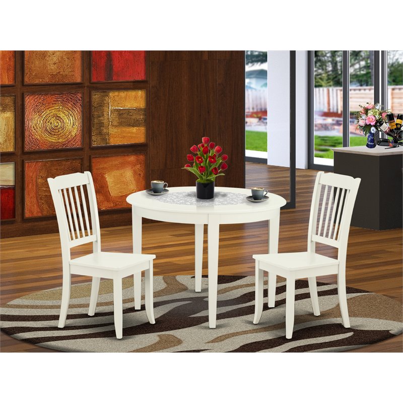 Pemberly Row 3-Piece Boston Dining Table Set in Linen White Finish