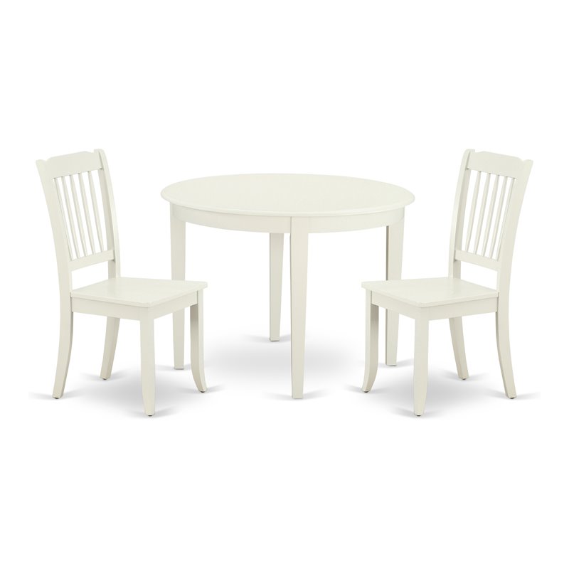 Pemberly Row 3-Piece Boston Dining Table Set in Linen White Finish